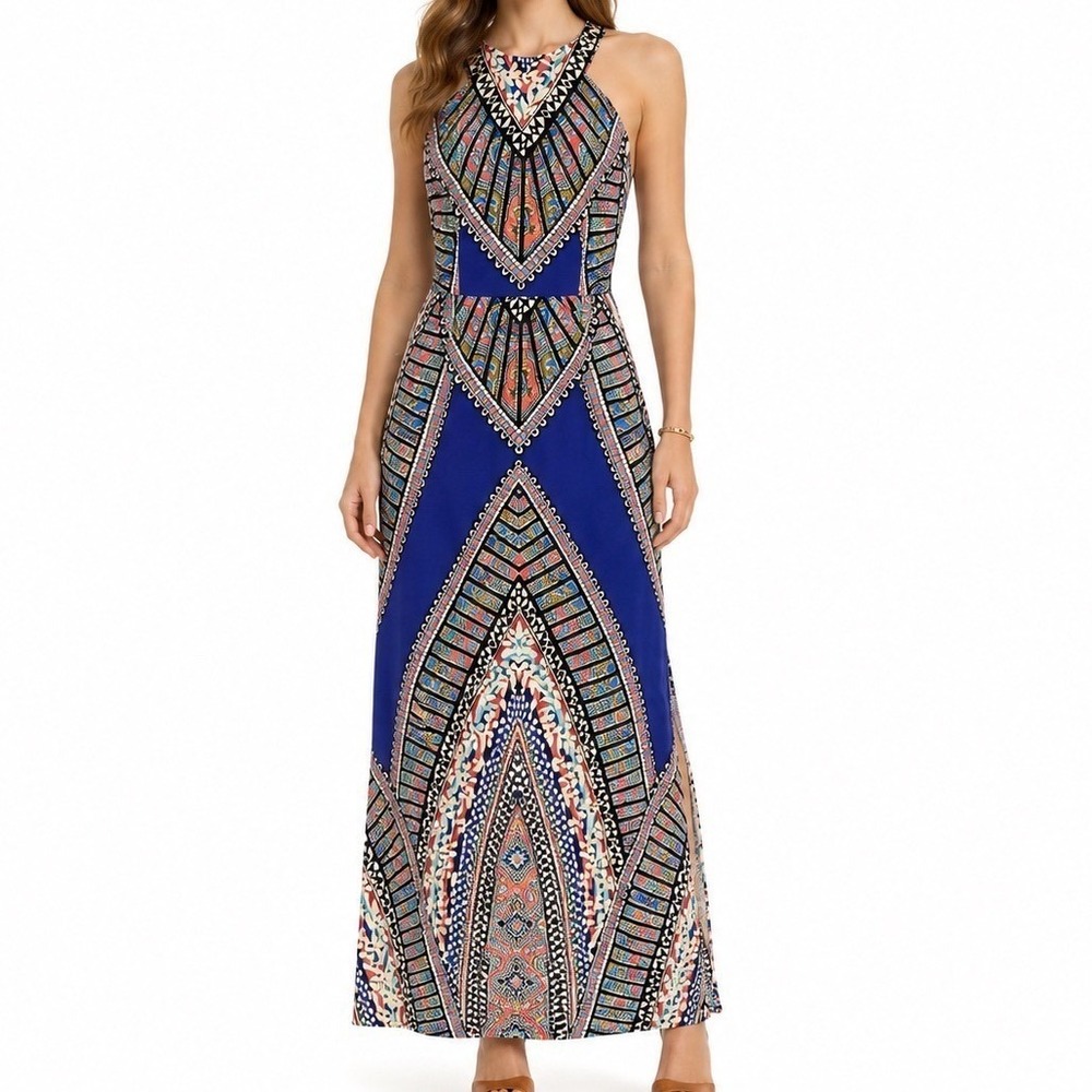 Gianni Bini Lolita Sleeveless Maxi Dress Medium Boho Resort Cruise Beach Tribal